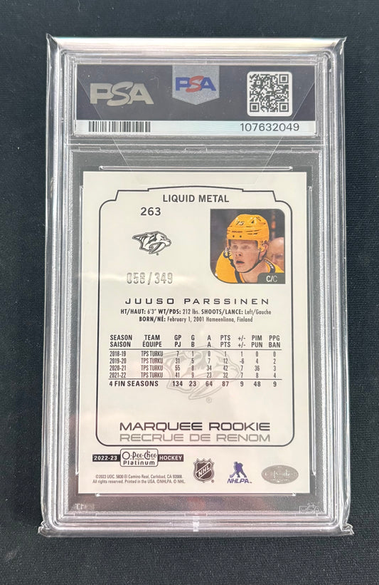 PSA 9 - 2022 O-PEE-CHEE Platinum "Liquid Metal" /349 RC Juuso Parssinen