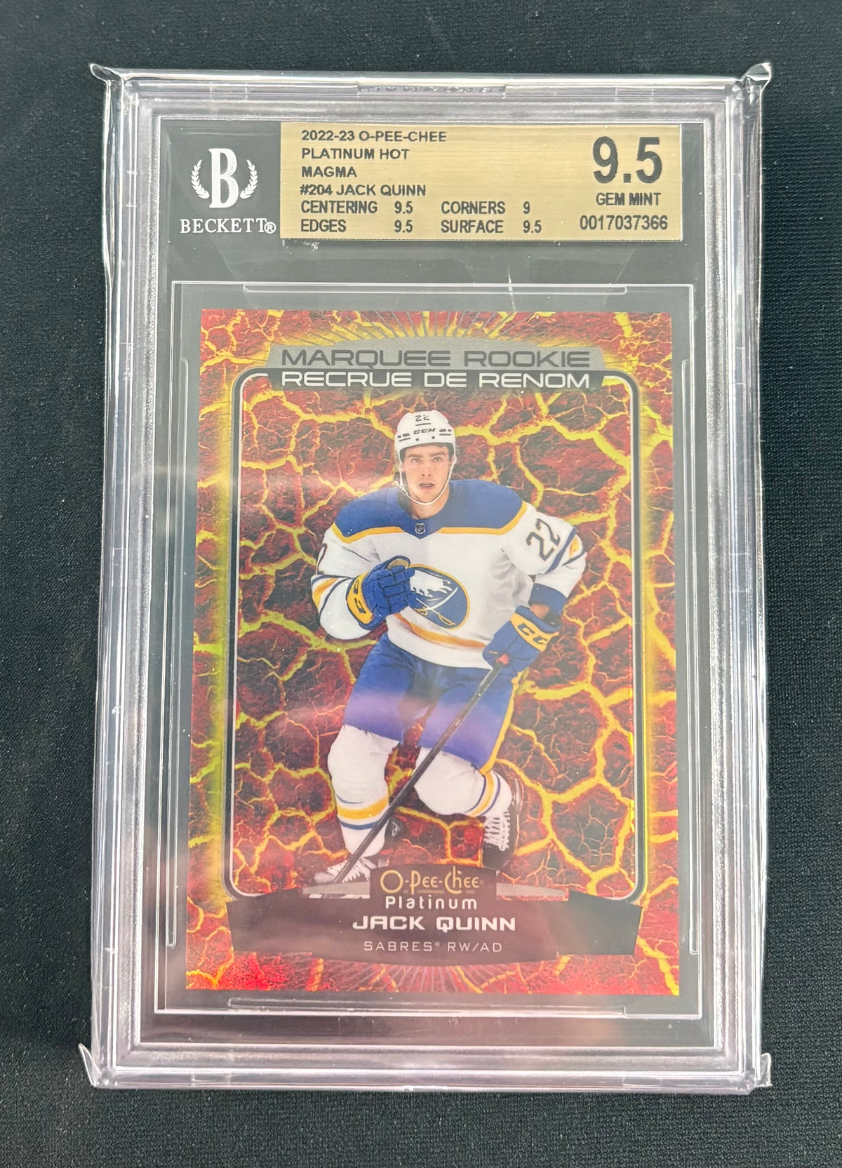 BGS 9.5 - 2022-23 O-PEE-CHEE Platinum "Hot Magma" /499 RC Jack Quinn