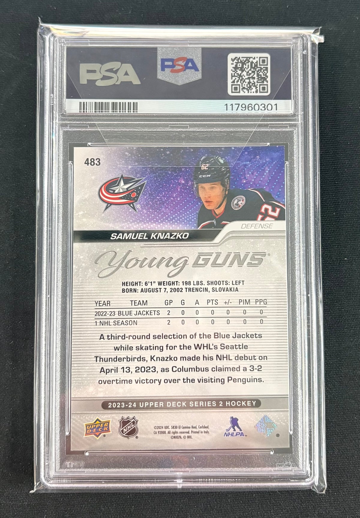 PSA 9 - 2023 Upper Deck Samuel Knazko (Young Guns)